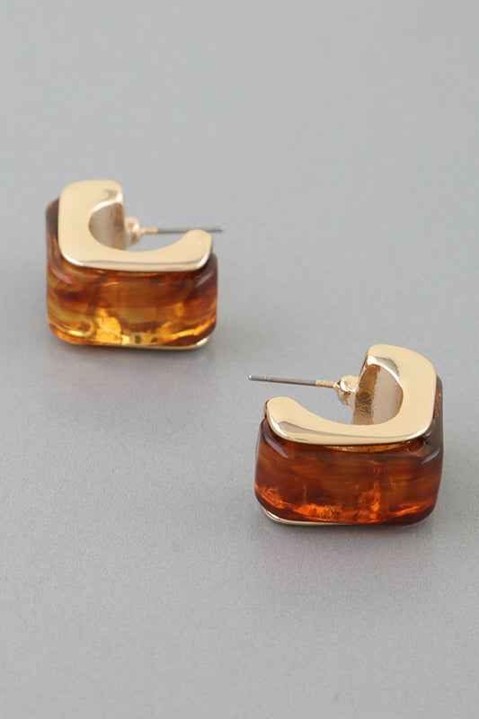 Modern Cube Hoops Brown
