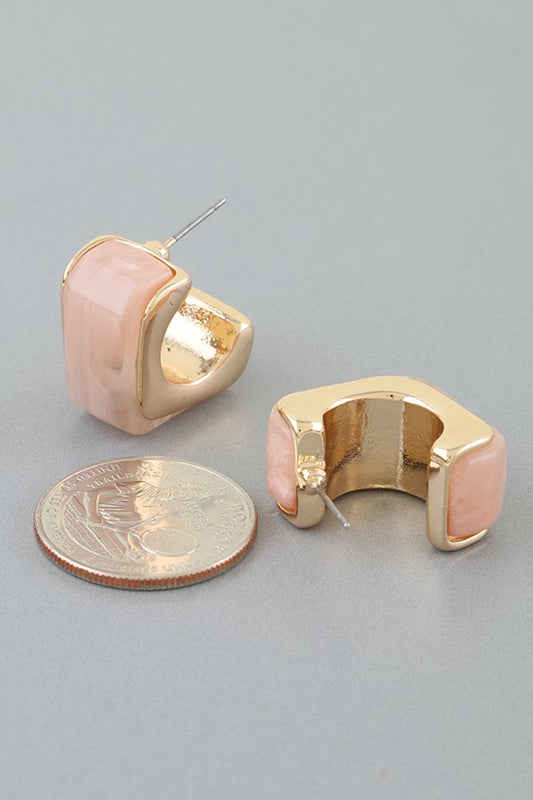 Modern Cube Hoops Pink