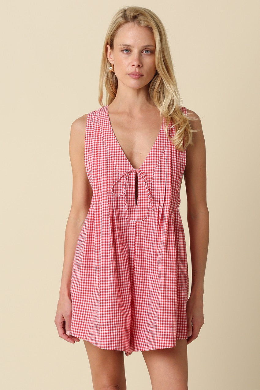 Marley Red Gingham Romper