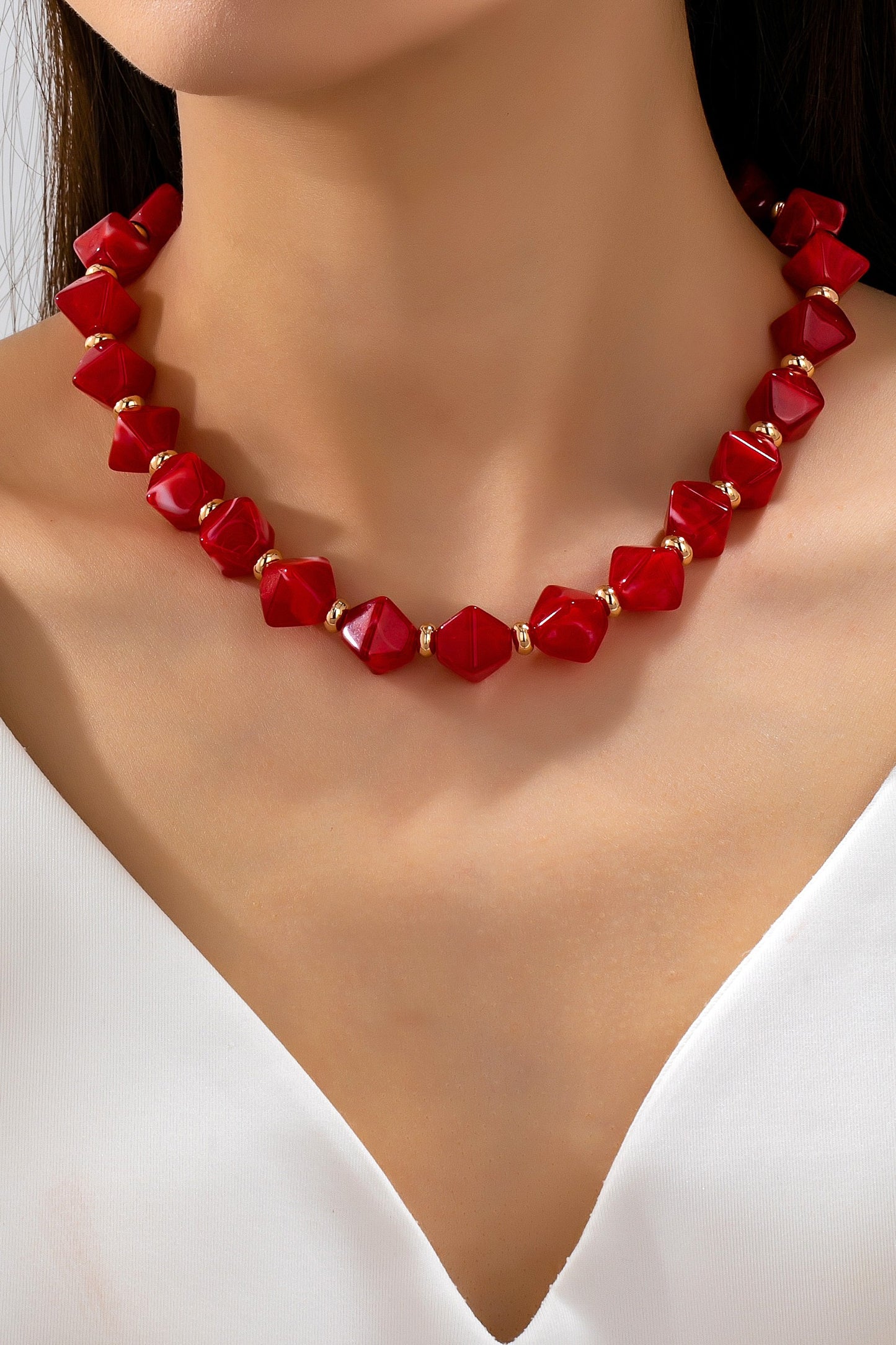 Resin Bead Necklace Red