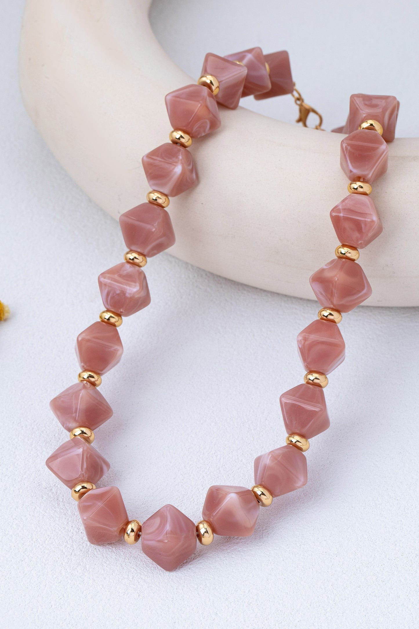 Resin Bead Necklace Blush