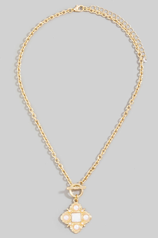 Pearl Clover Toggle Necklace
