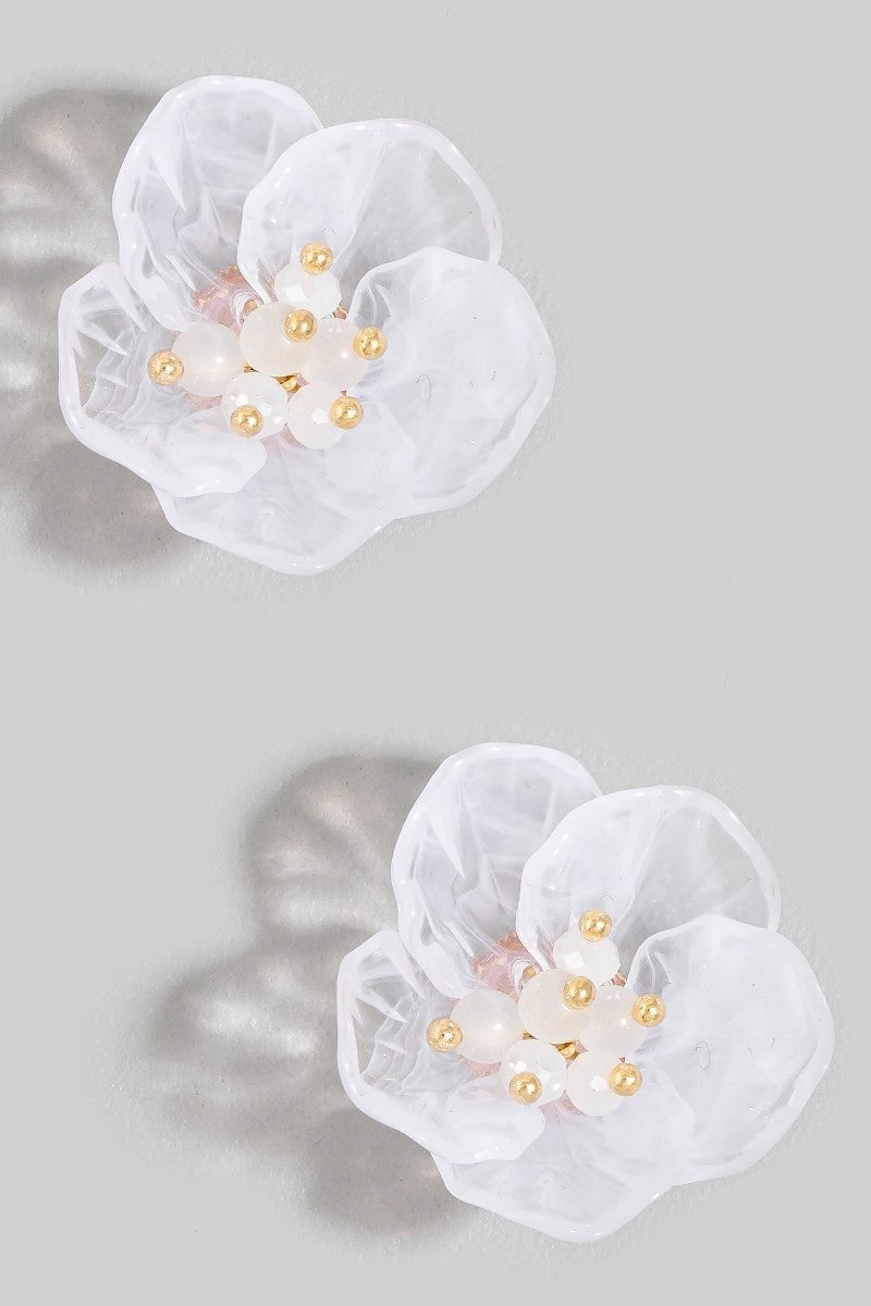 Flower Studs White
