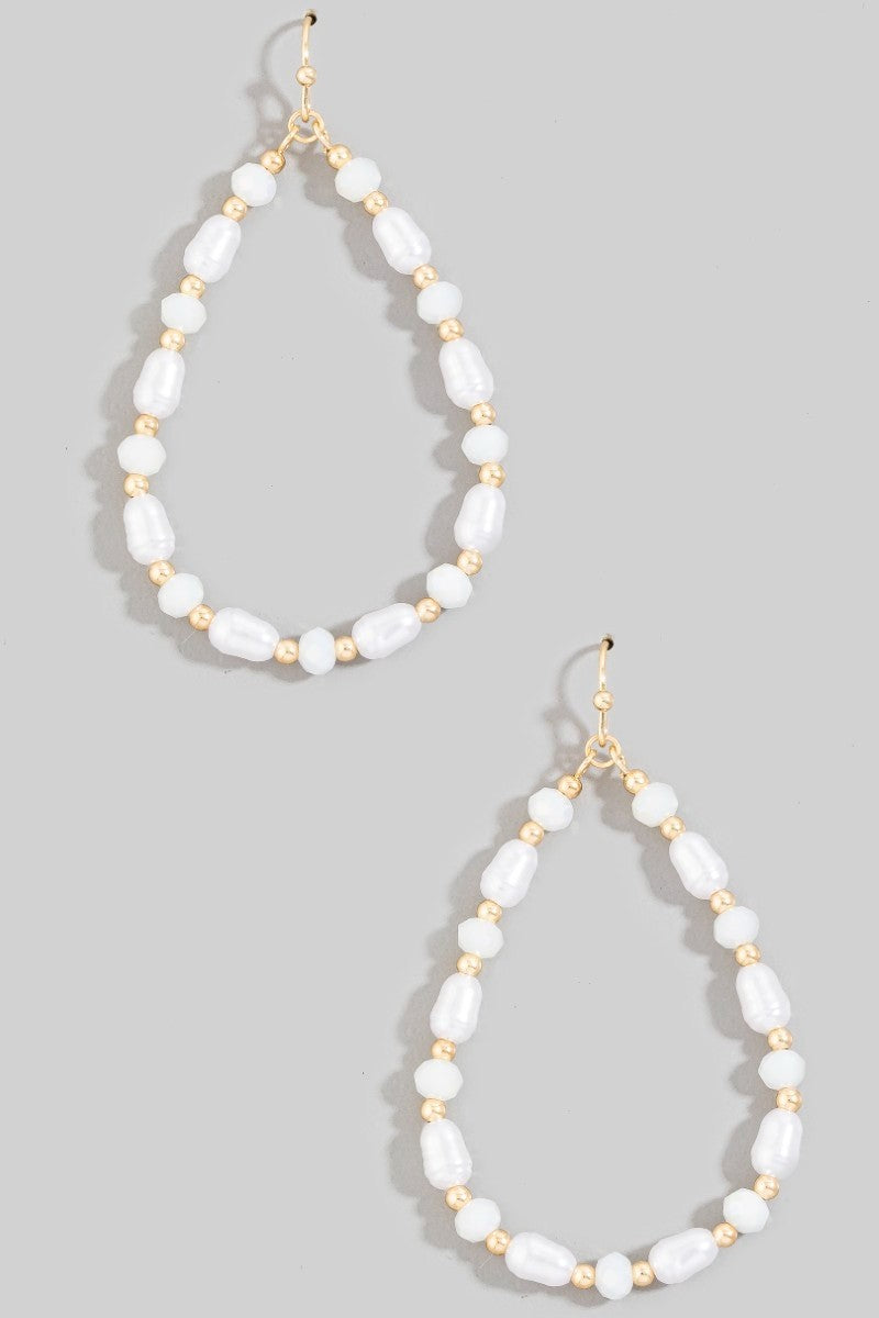 Tear Dangle Earrings White