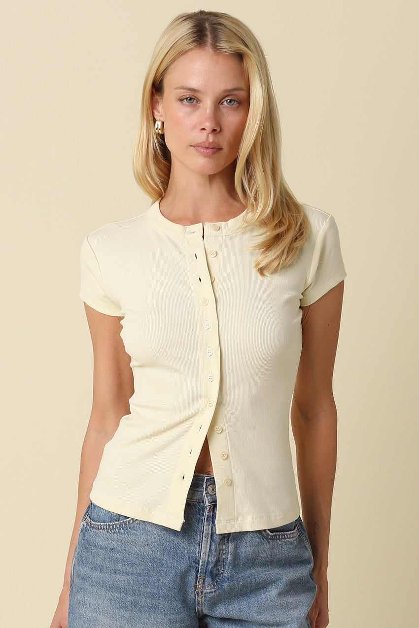 Simple Button Down Top Yellow