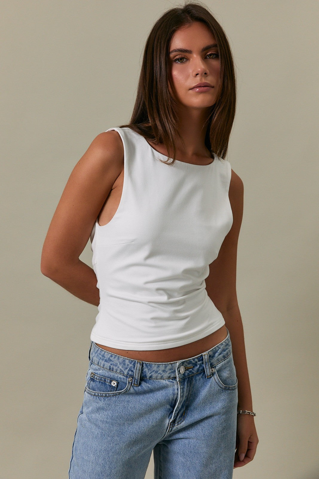 Back Detail Cowl Tank White