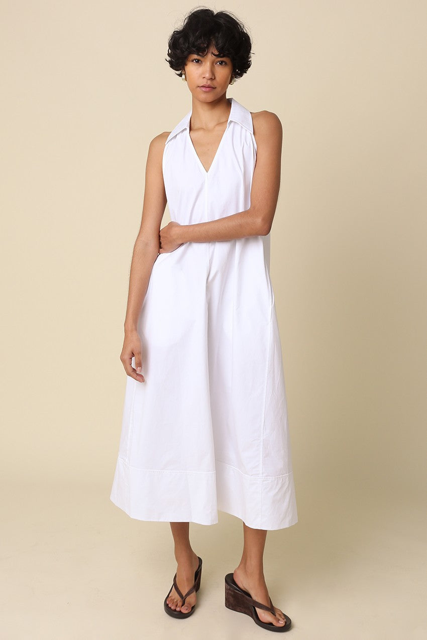 Collared Midi Dress White