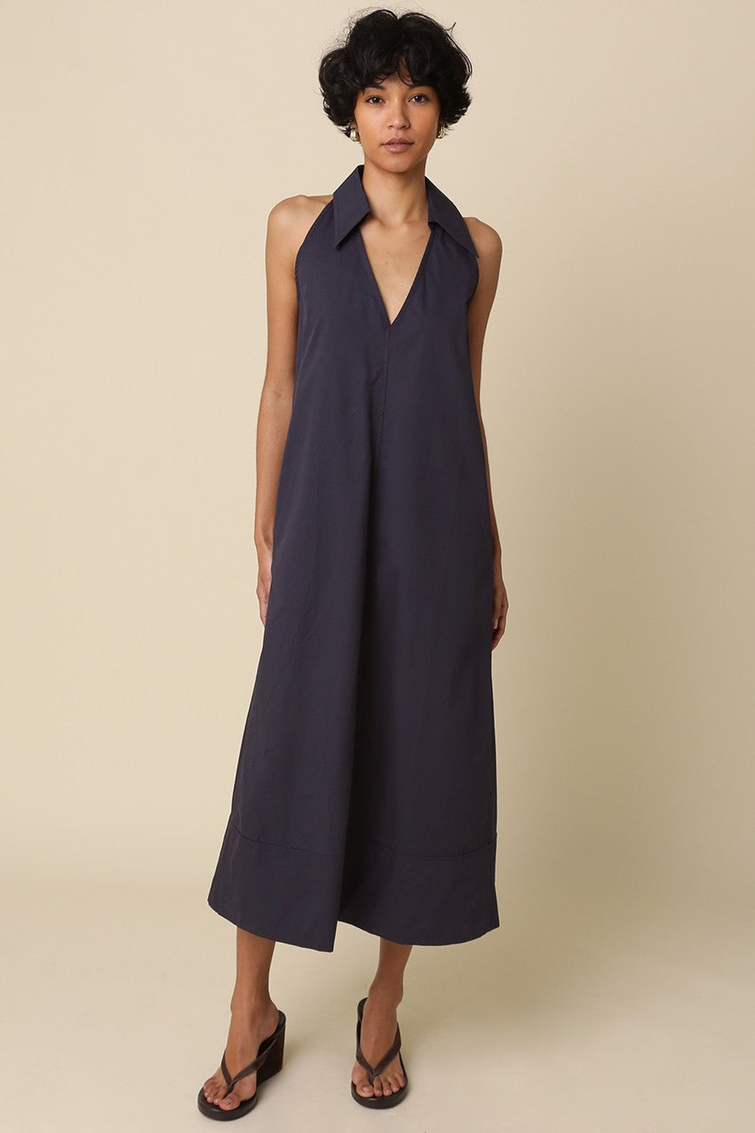 Collared Midi Dress Navy
