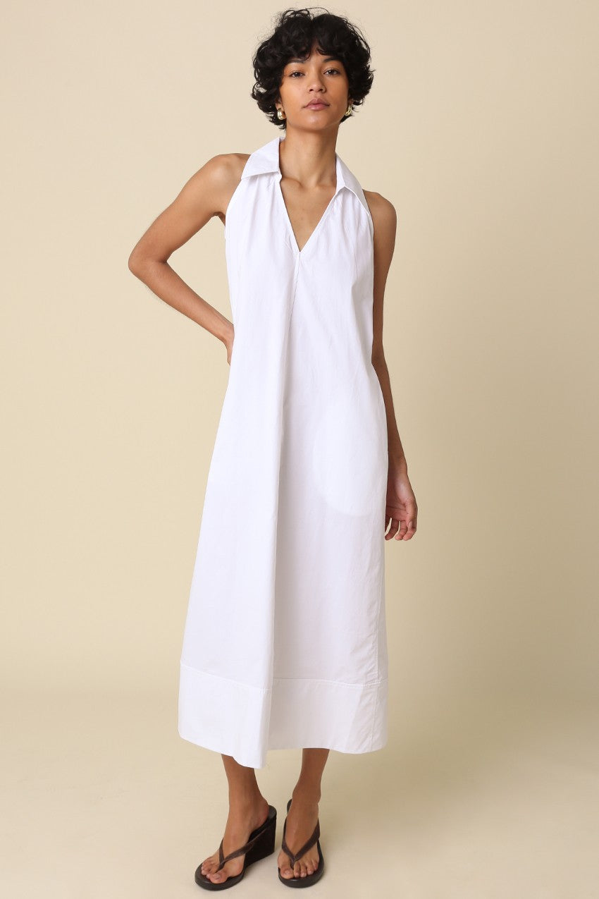 Collared Midi Dress White