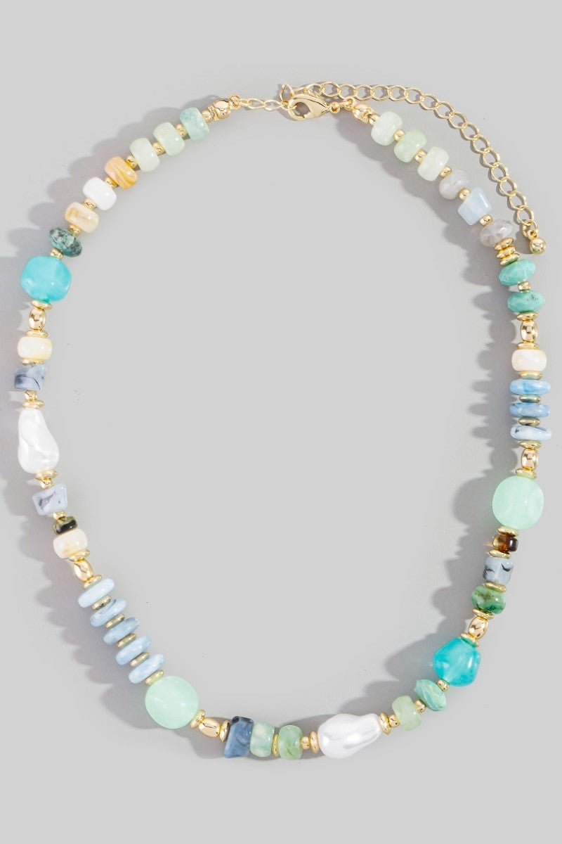 Mixed Bead Necklace Mint