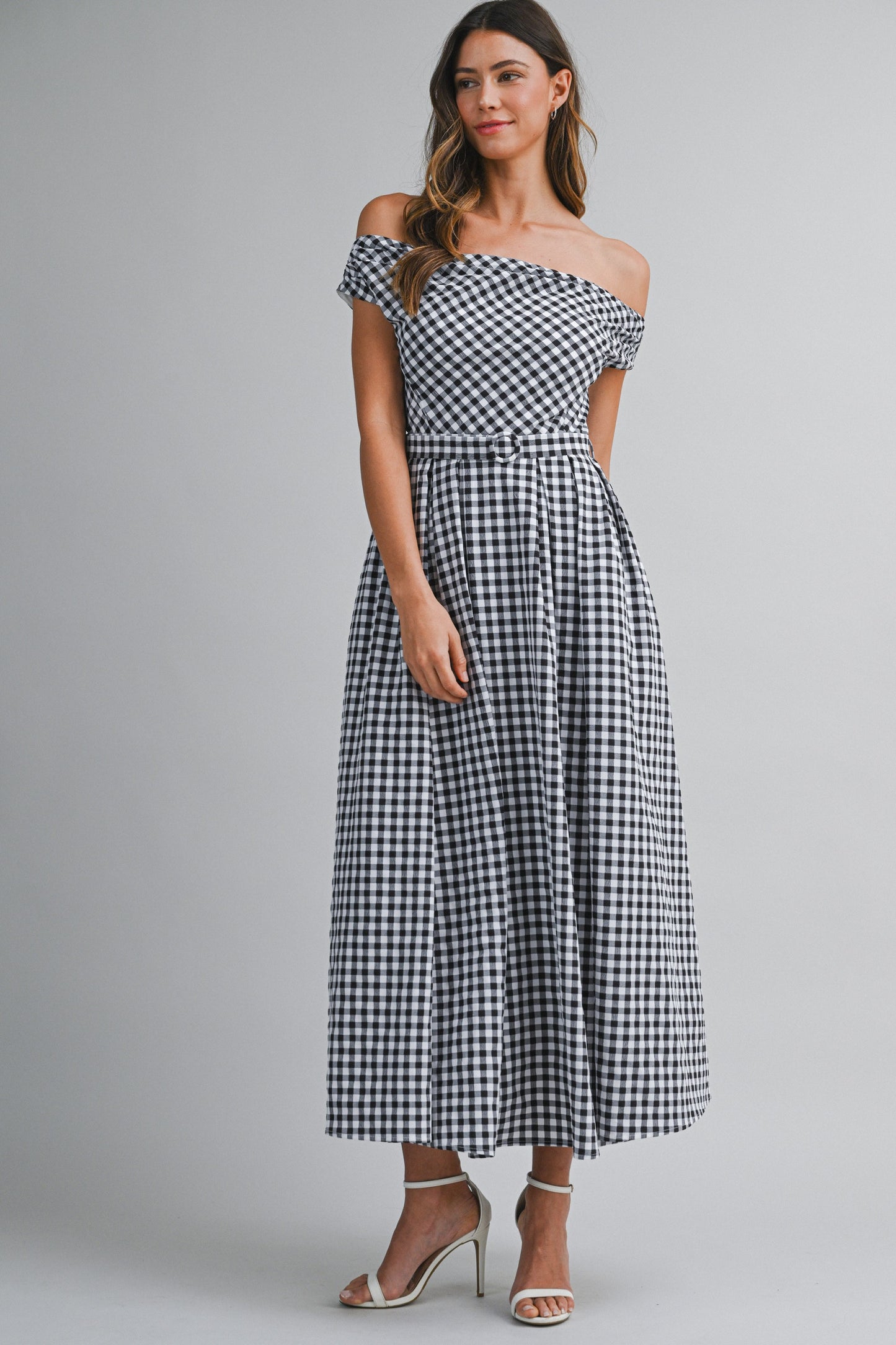 Gingham Belted Midi Dress