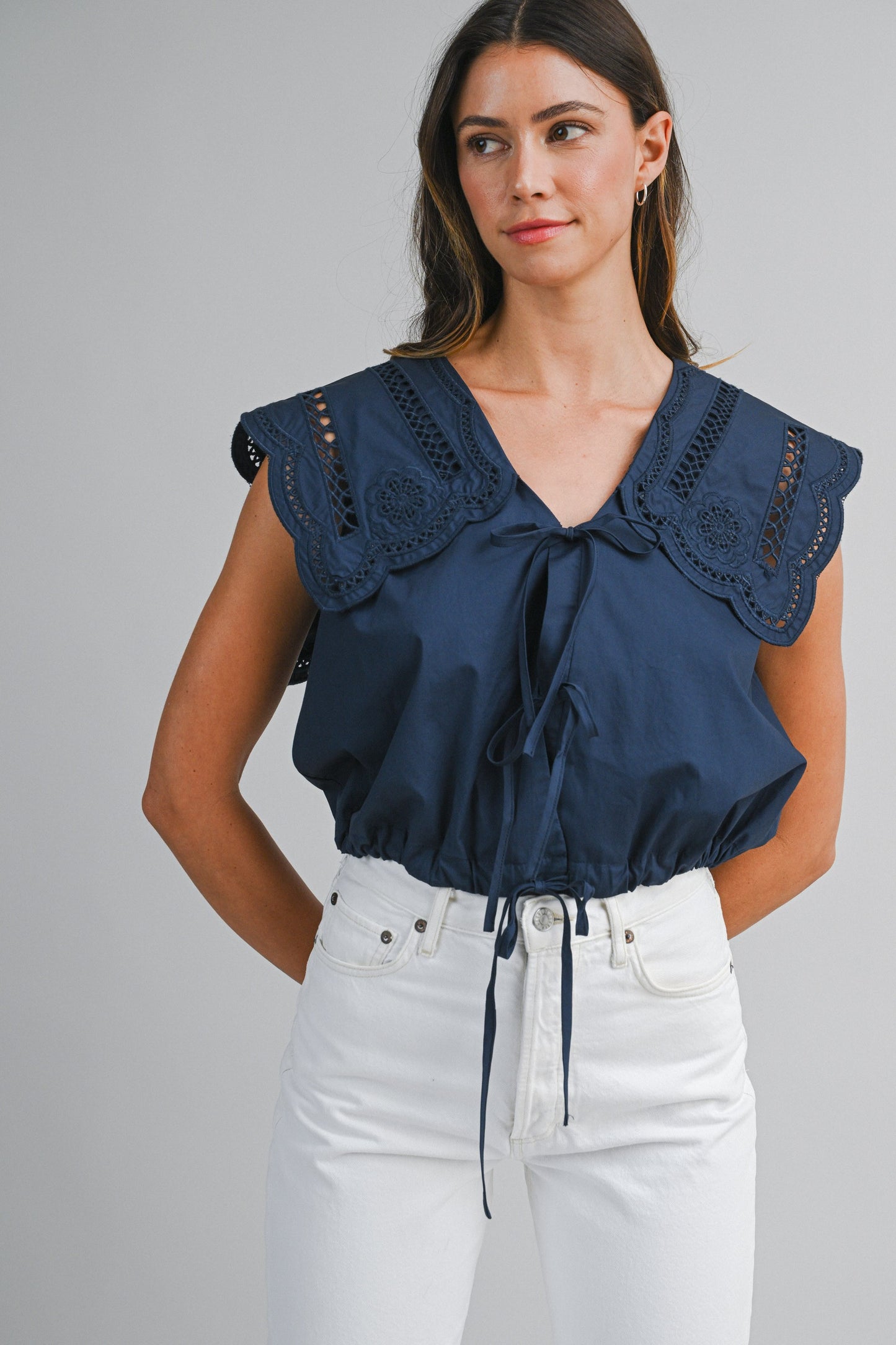 Sophie Collar Blouse Navy
