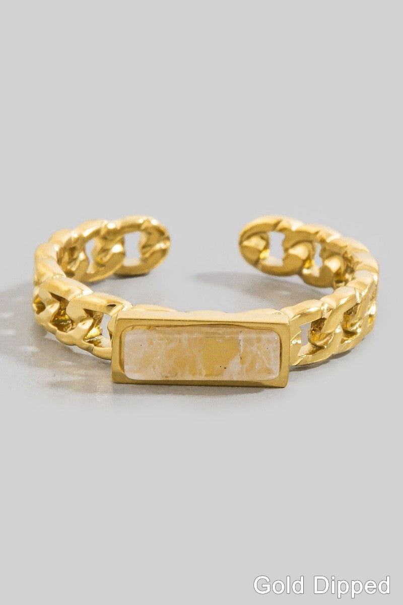 Rectangle Stone Ring Ivory - Clothe Boutique