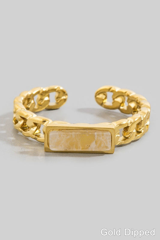 Rectangle Stone Ring Ivory - Clothe Boutique