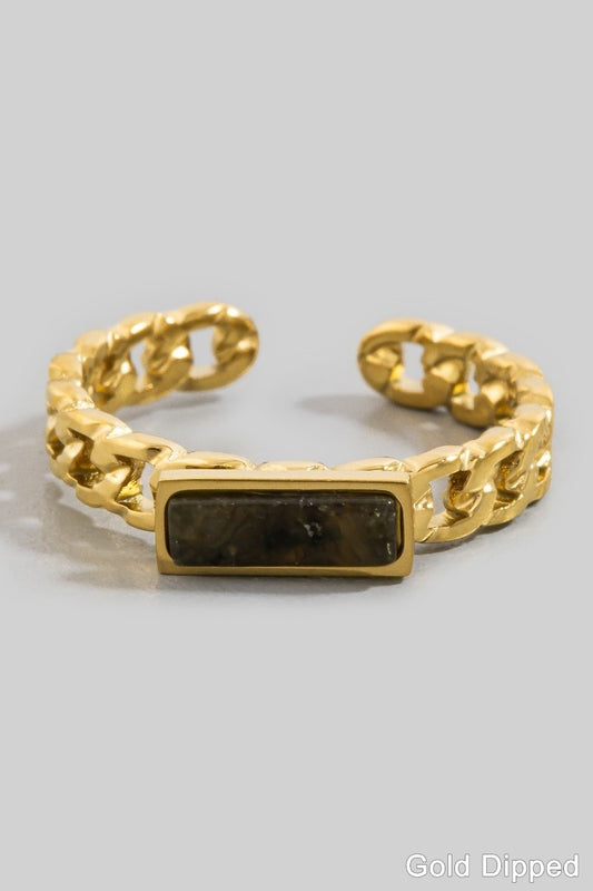 Rectangle Stone Ring Brown