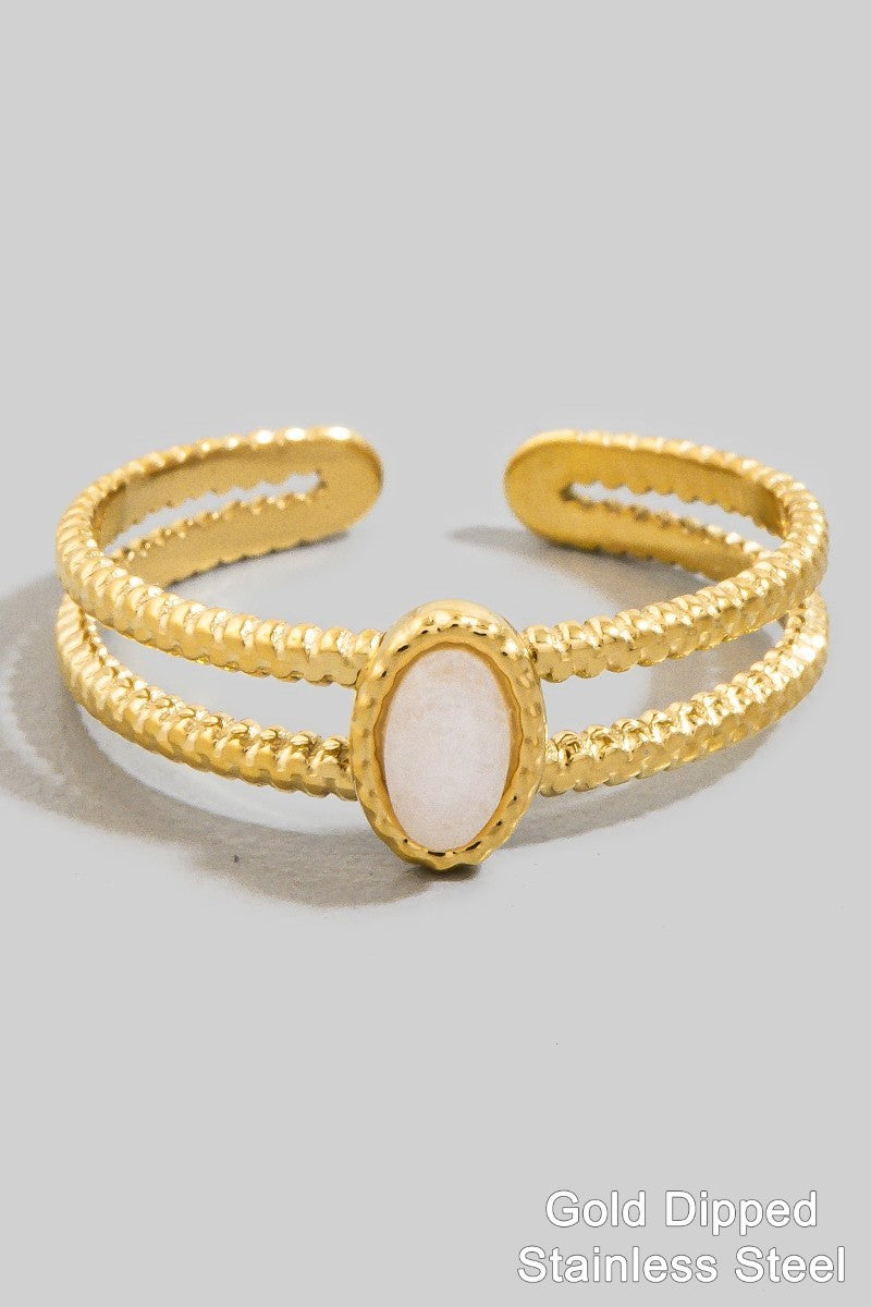 Two Row Stone Ring Ivory