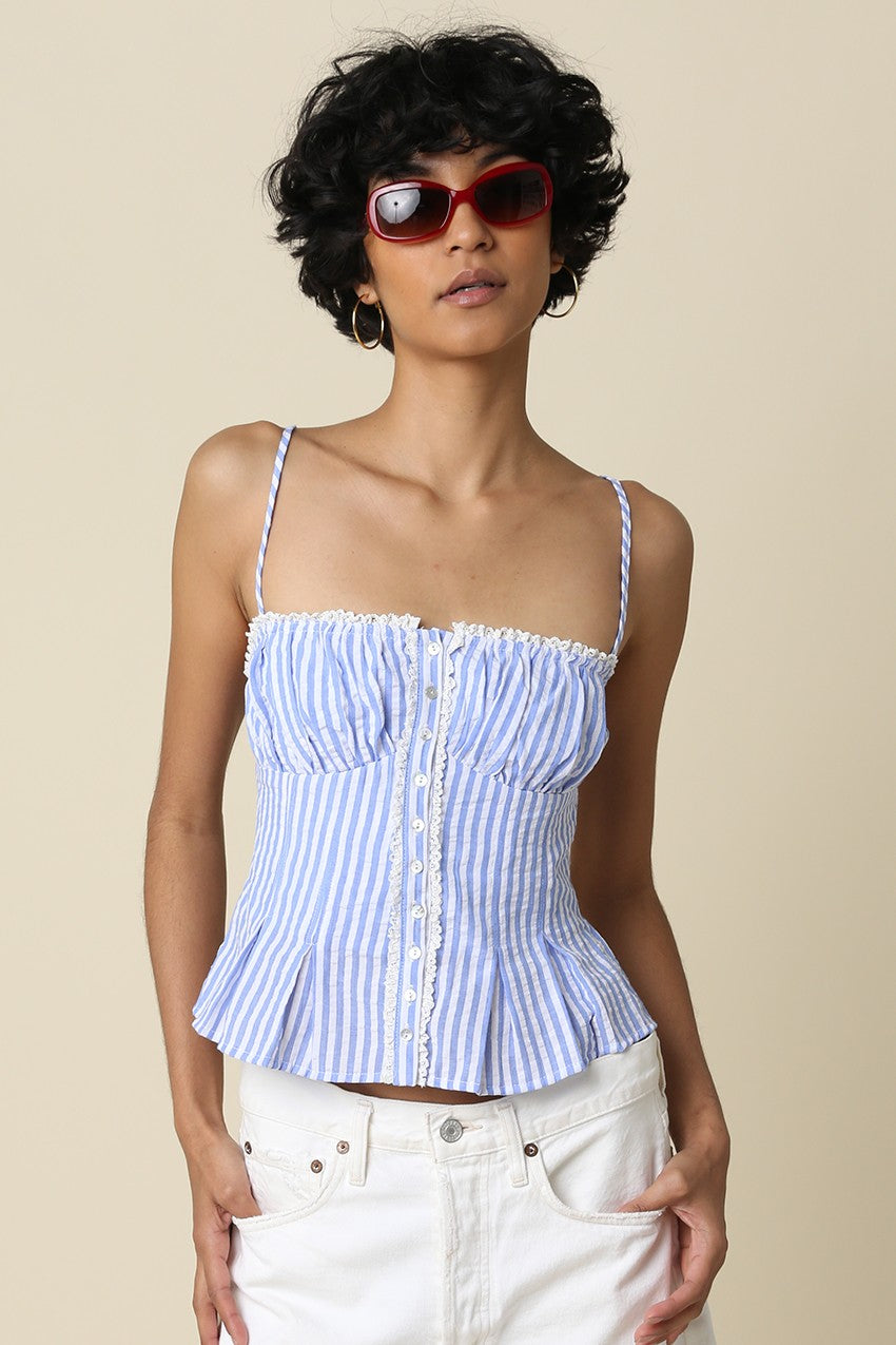 Tayrn Pinstripe Cami Blue