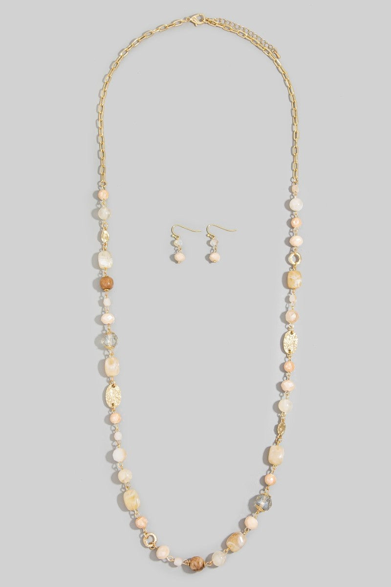 Resin Beads Necklace Natural