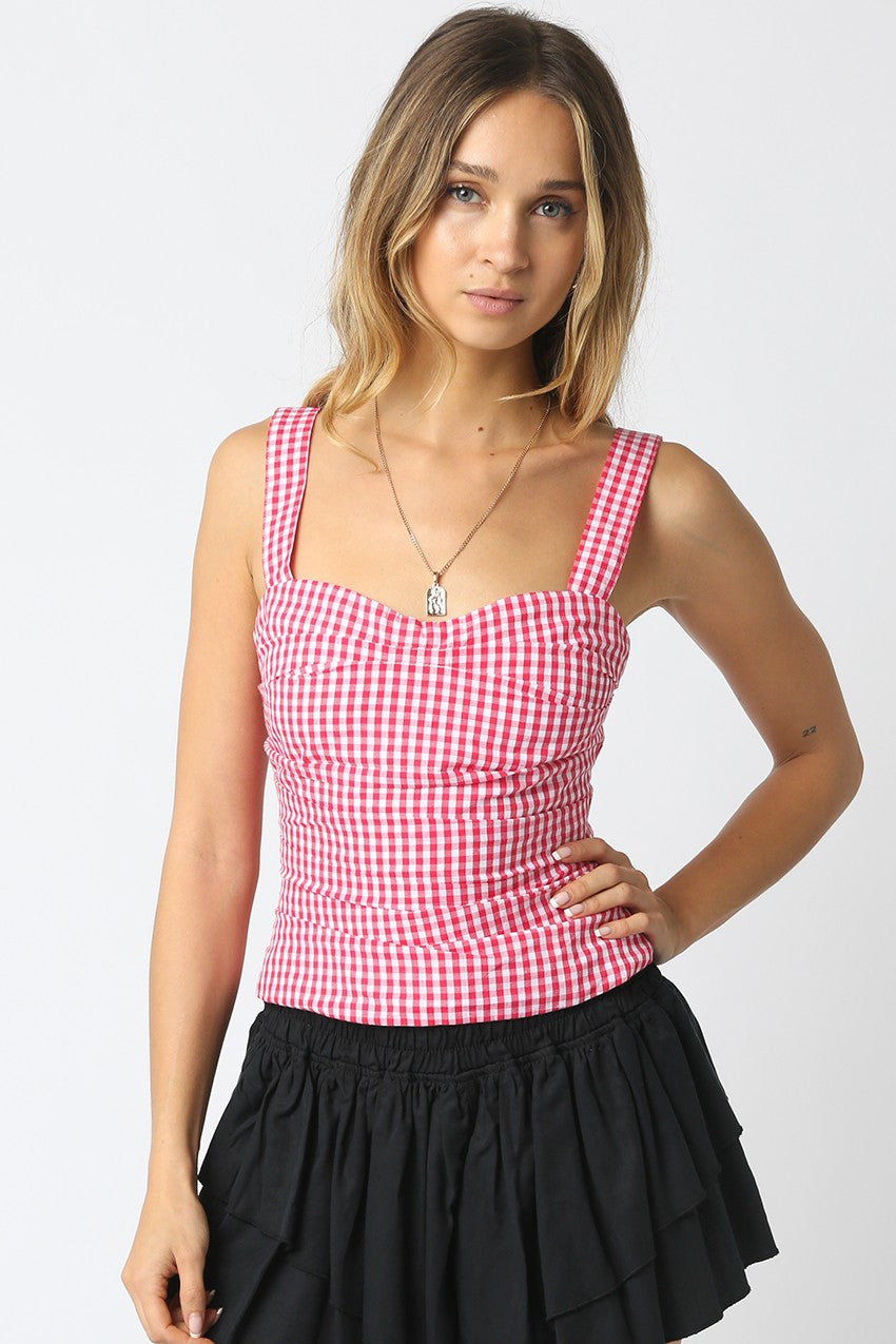 Cecilla Gingham Top Red