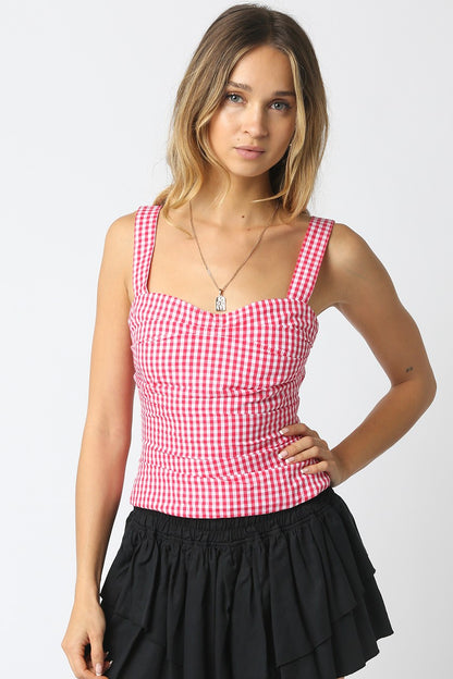 Cecilla Gingham Top Red