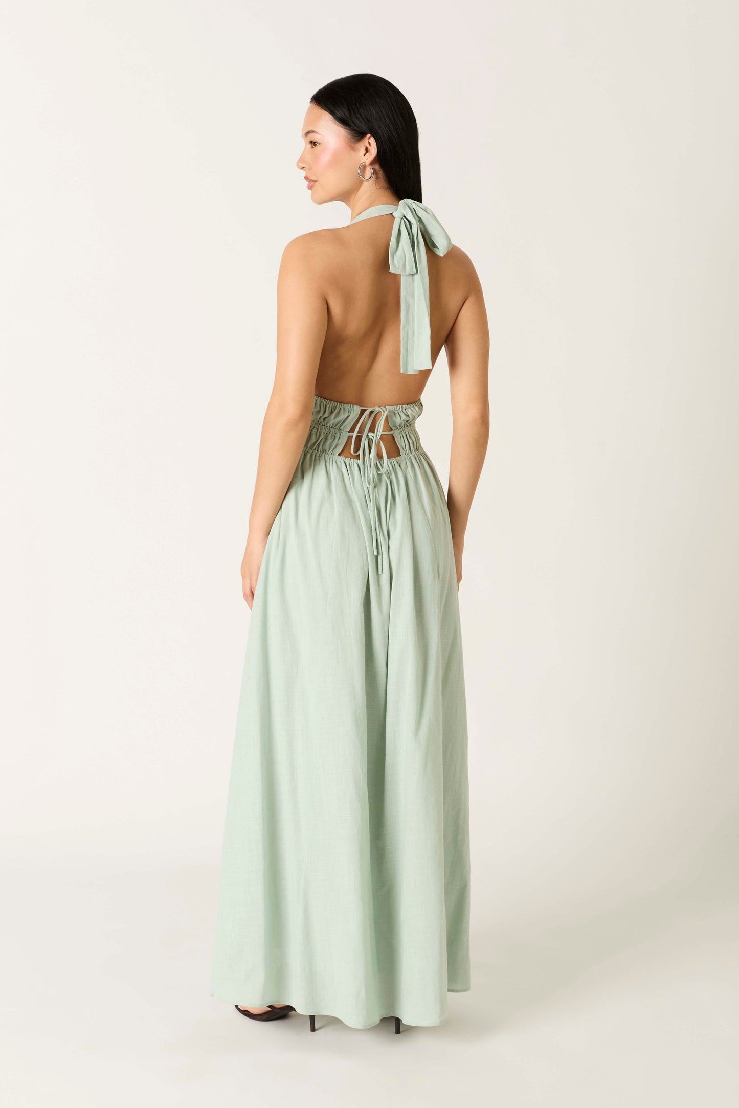 Sage Linen Halter Maxi Dress