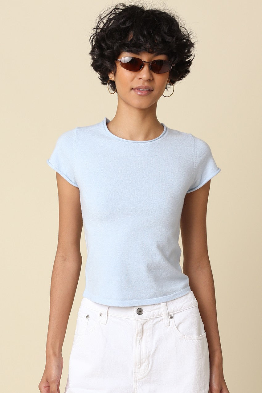 Short Sleeve Knit Top Blue
