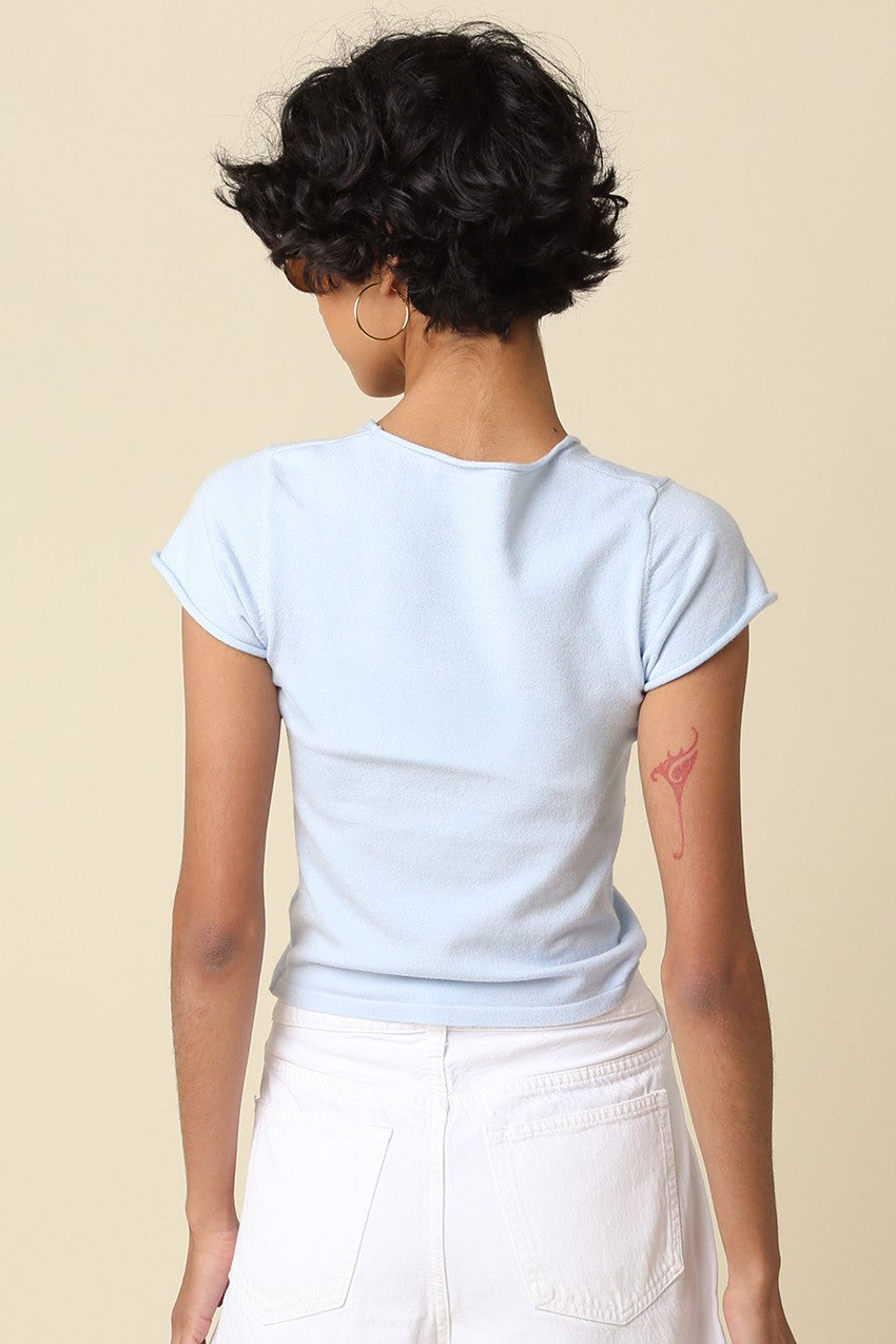 Short Sleeve Knit Top Blue