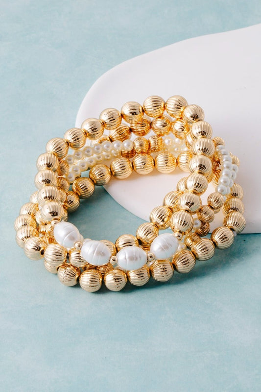 Gold Bead Bracelet Set