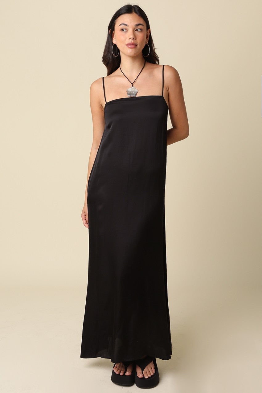 Georgie Satin Maxi Dress Black