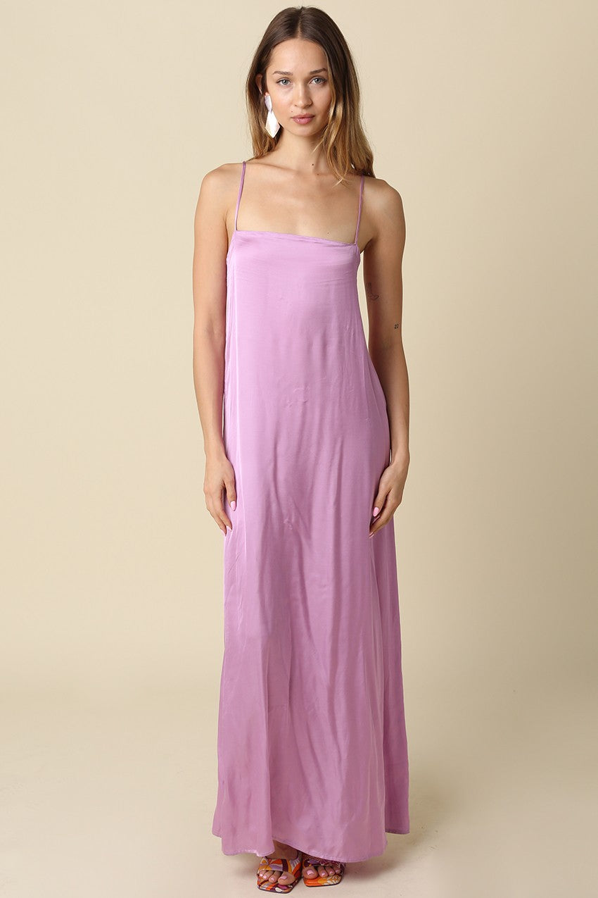 Georgie Satin Maxi Dress Lilac