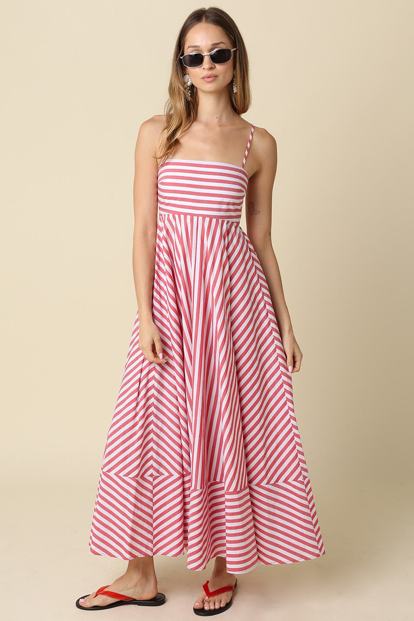 Camryn Red Stripe Maxi Dress