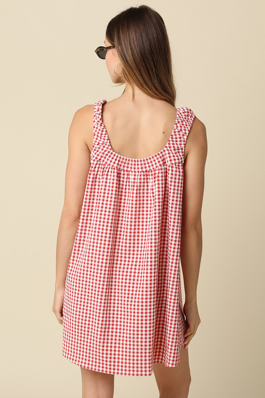 Beth Gingham Dress Red/Ivory