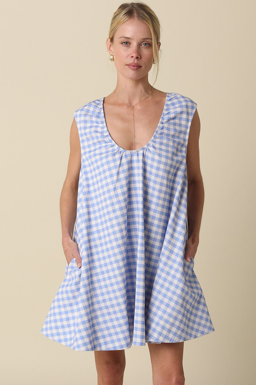 Blue Gingham Swing Dress