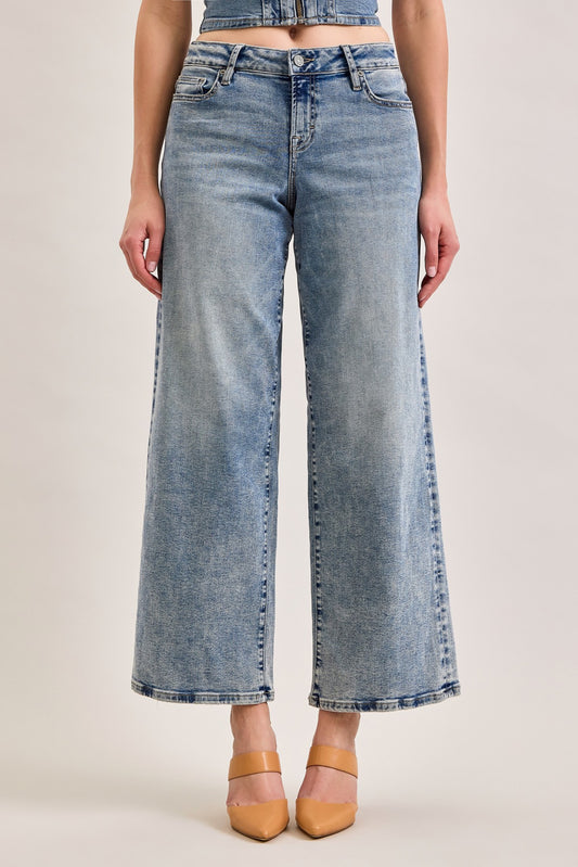 Medium Wash Cropped Wide Leg Jeans