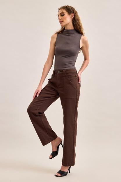 Brown Classic Straight Leg Jeans