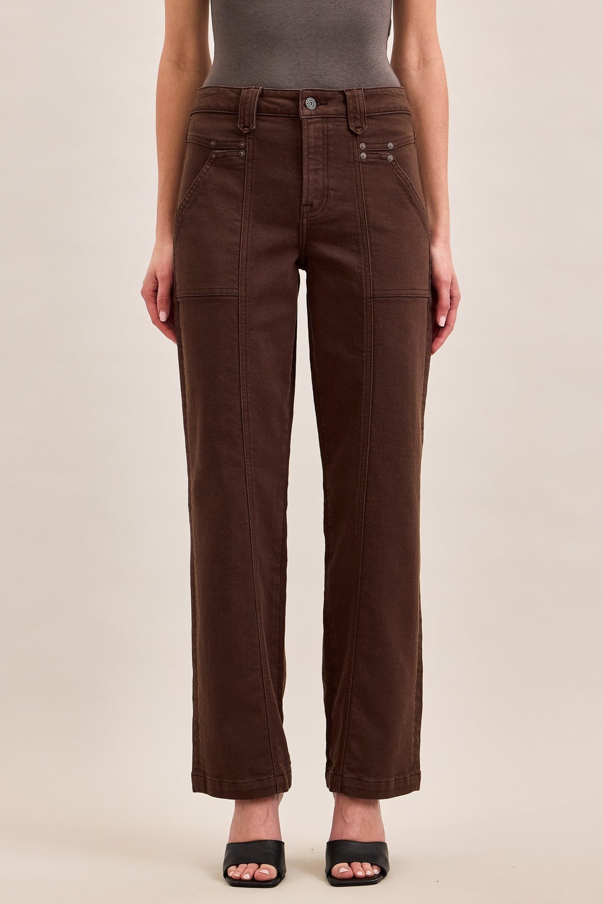 Brown Classic Straight Leg Jeans