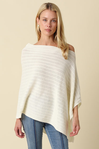 Asymmetrical Poncho Top Ivory