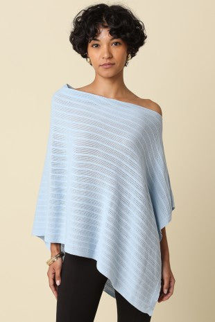Asymmetrical Poncho Top Blue