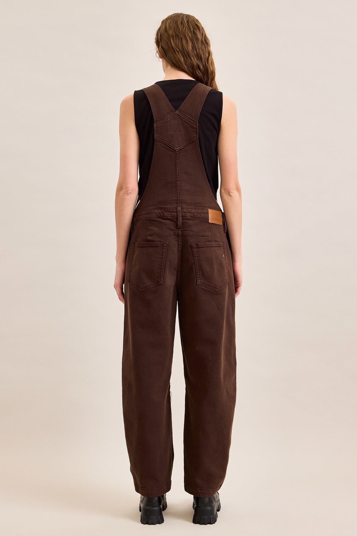 Brown Barrel Fit Overalls