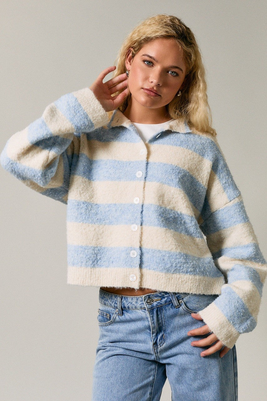 High Neck Stripe Sweater