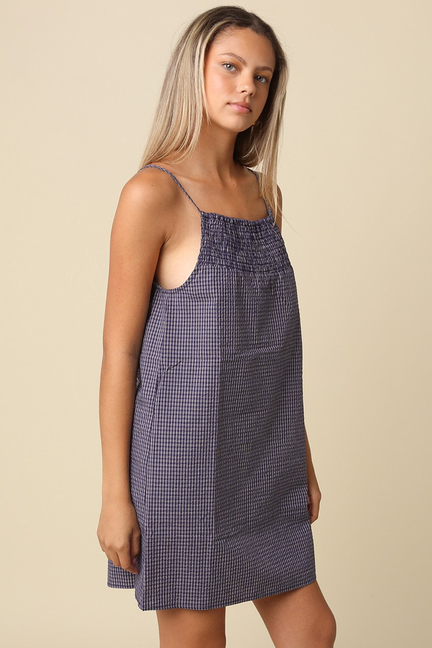 Sandy Navy Gingham Dress