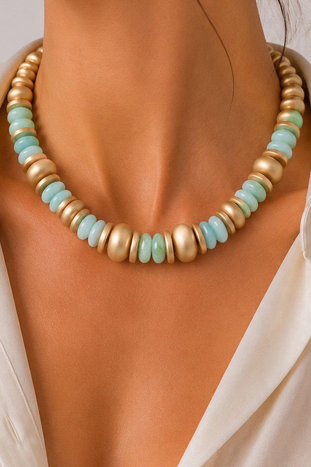 Matte Disc Necklace Mint