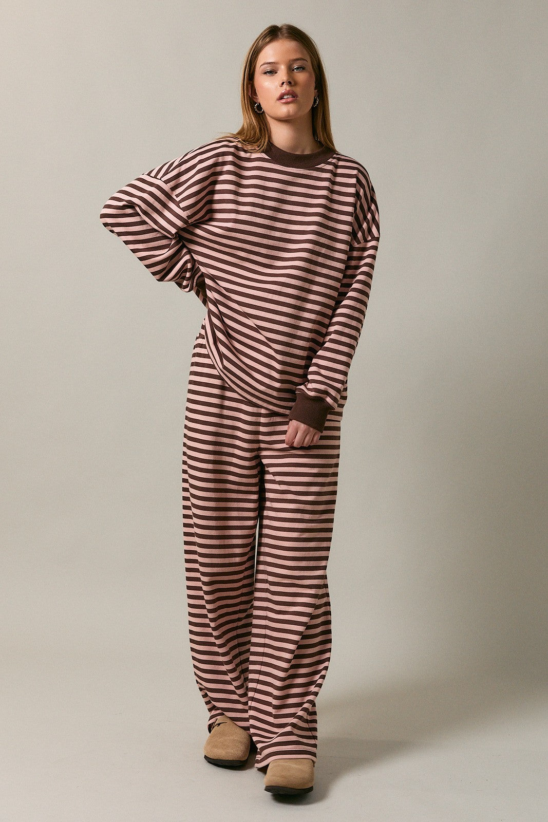 Pink/Brown Stripe Lounge Set of 2