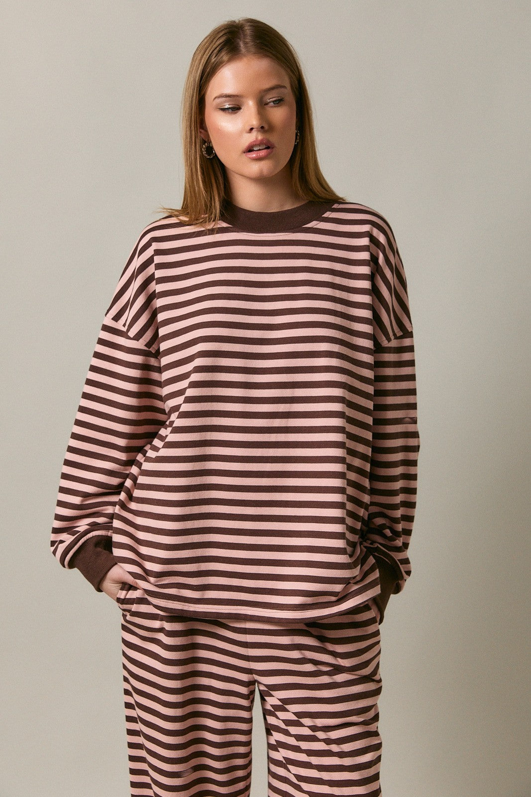 Pink/Brown Stripe Lounge Set of 2