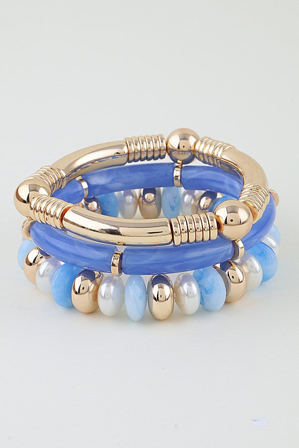 Tube Beaded Bracelets Blue
