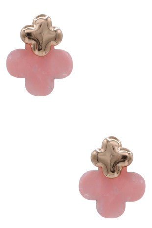 Clover Studs Pink