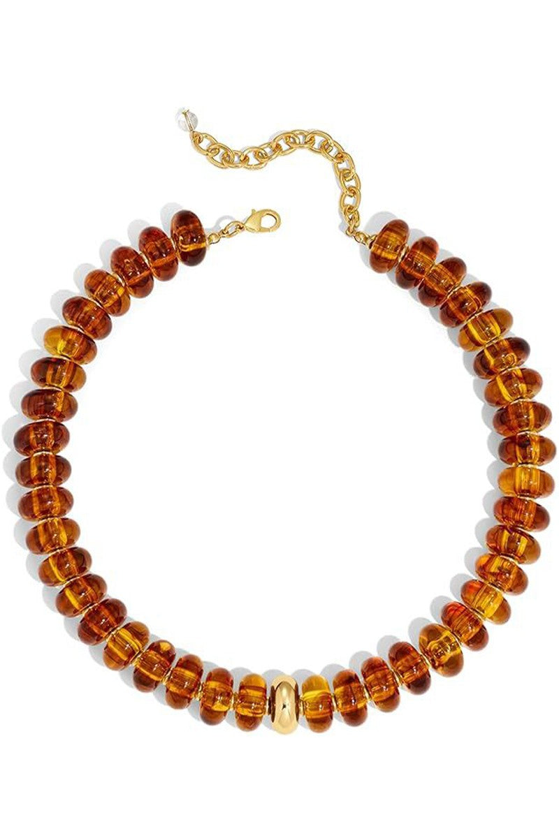 Single Gold Bead Necklace Brown