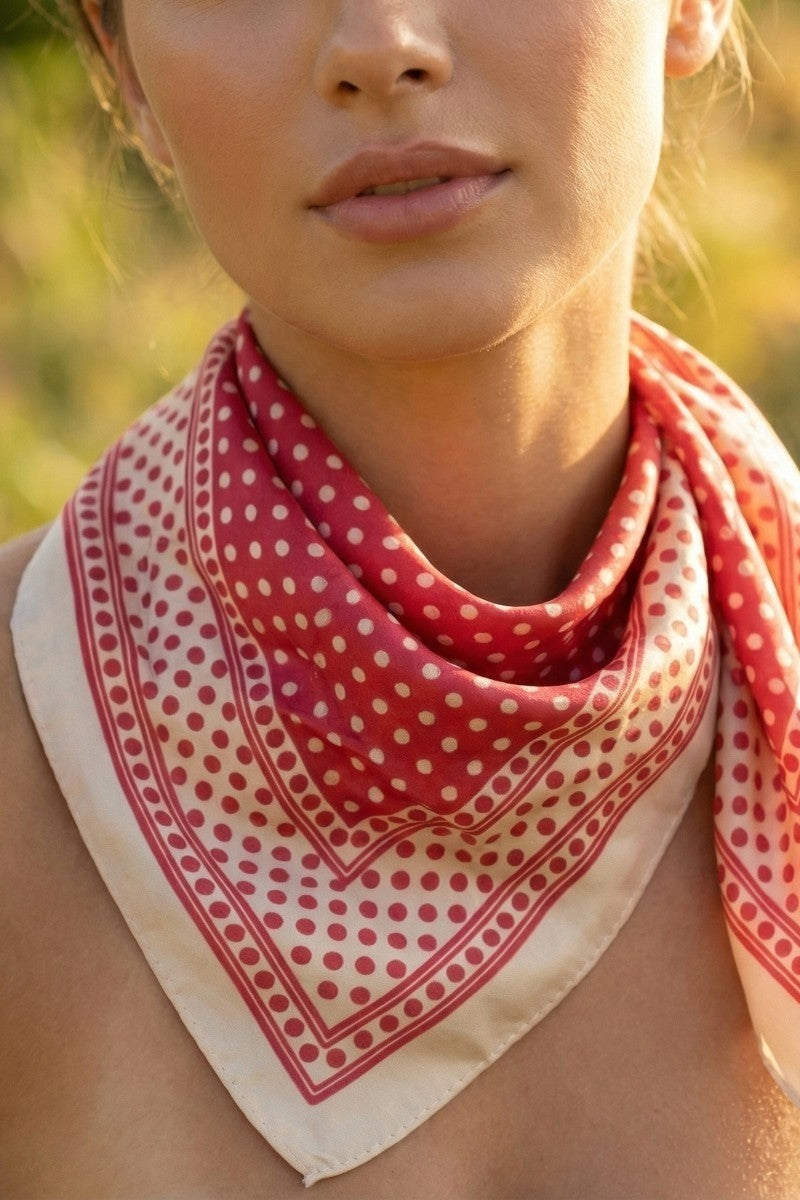 Square Polka Dot Scarf Red