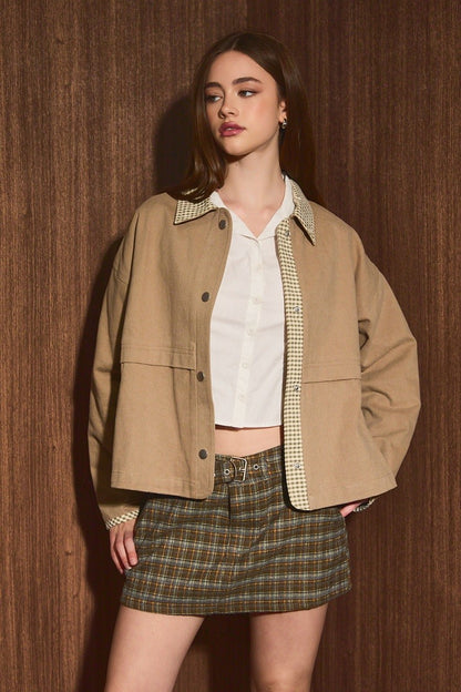 Olive Gingham Khaki Jacket