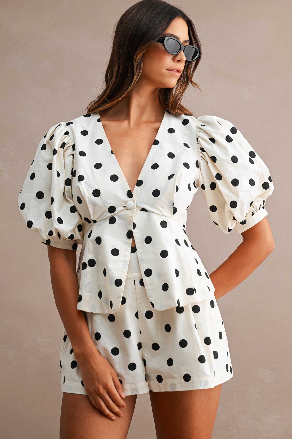 Polka Dot Puff Top & Shorts Set of 2